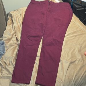 St. John's Bay Women's Dark Red Straight Leg Jeans